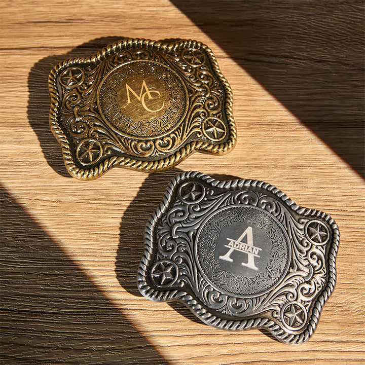 Benutzerdefinierter Monogrammname DIY geschnitzter Westernschnallen-Ledergürtel