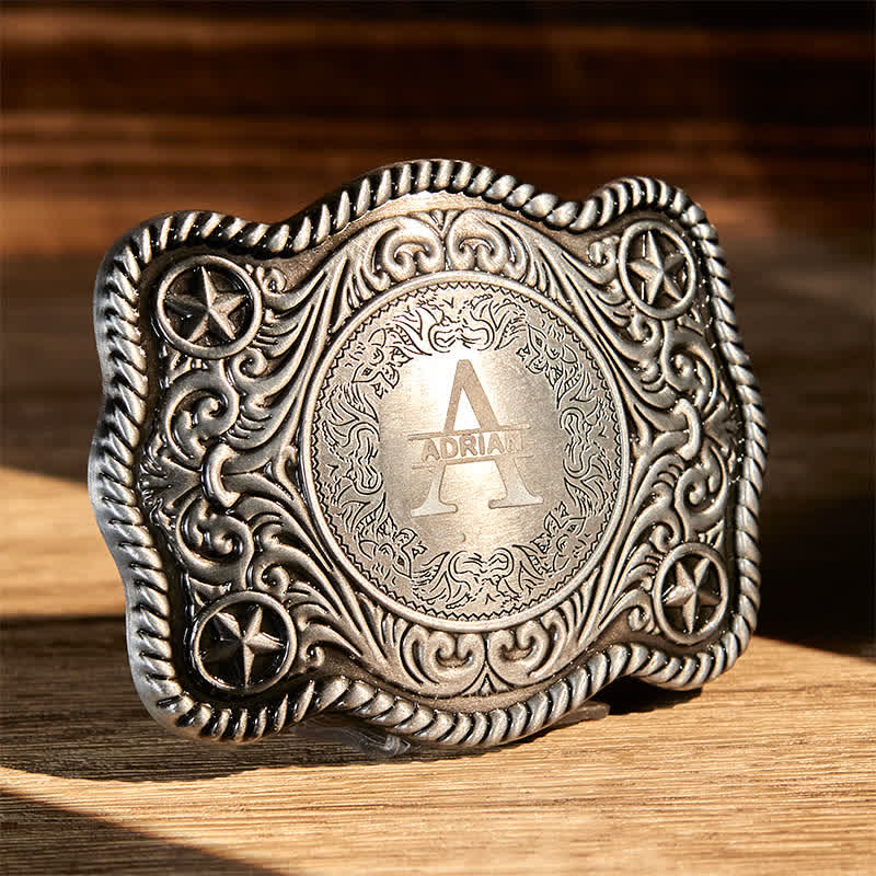 Benutzerdefinierter Monogrammname DIY geschnitzter Westernschnallen-Ledergürtel