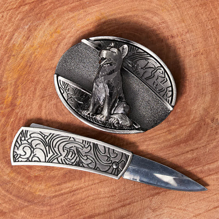 DIY-Ledergürtel mit verstecktem Klappmesser „Loyal Dog“ für Herren