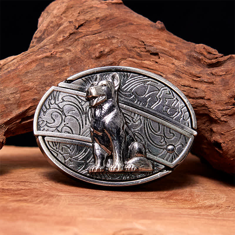 Herren-DIY-Ledergürtel mit verstecktem Klappmesser „Loyal Dog“ - Treuer Hund - Ohne Gürtel - Nicht im Lieferumfang enthalten: Gürtel - image 0