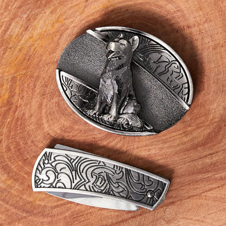 Herren-DIY-Ledergürtel mit verstecktem Klappmesser „Loyal Dog“ - image 2