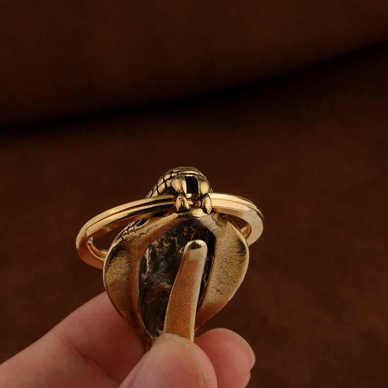 Gürtelclip-Schlüsselanhänger mit Schlangenkopf-Statue aus massivem Messing