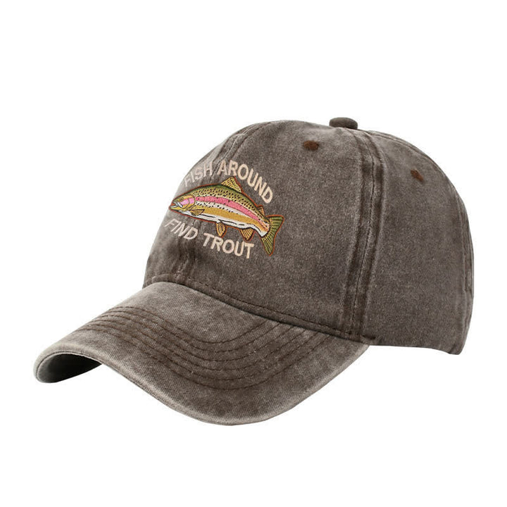 Fish Around Find Trout Bestickte verstellbare Baseballkappe