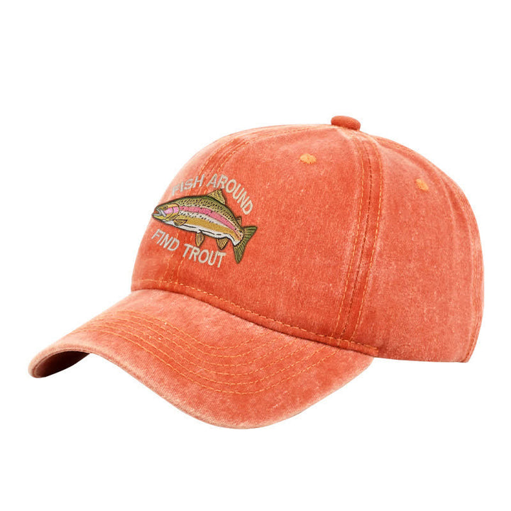 Fish Around Find Trout Bestickte verstellbare Baseballkappe