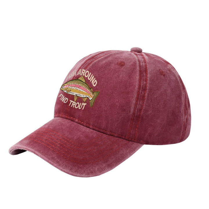 Fish Around Find Trout Bestickte verstellbare Baseballkappe