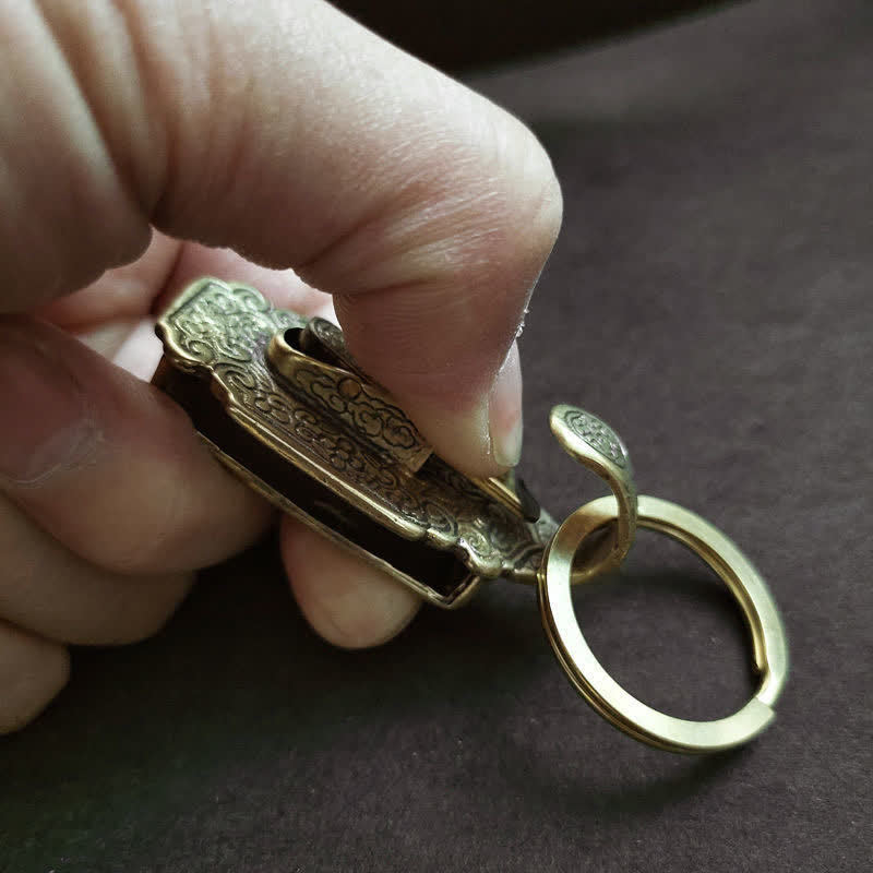 Vintage Muster Massiv Messing Schnalle Haken Gürtelclip Schlüsselanhänger - image 2