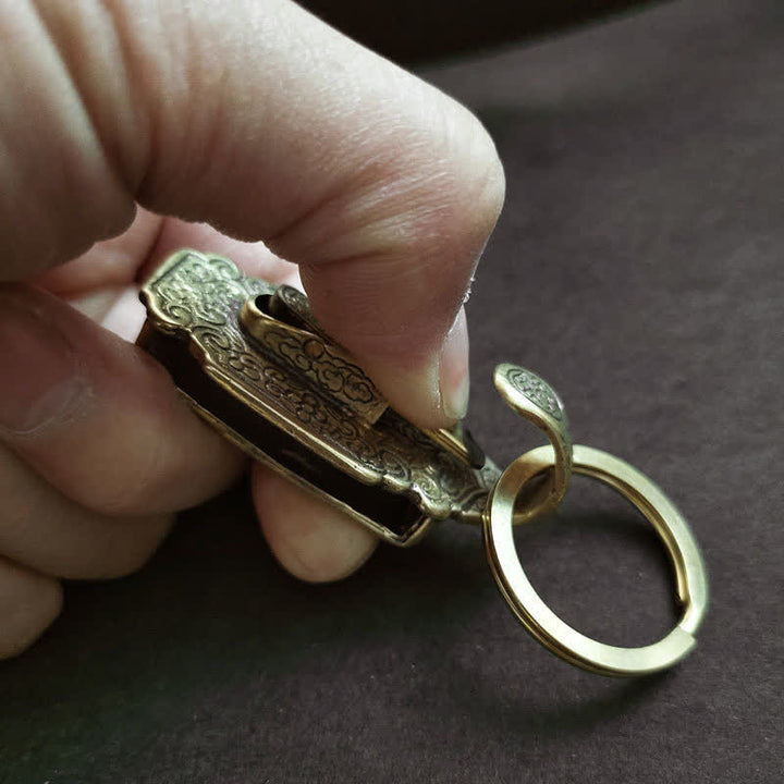 Vintage Muster Massiv Messing Schnalle Haken Gürtelclip Schlüsselanhänger - image 2