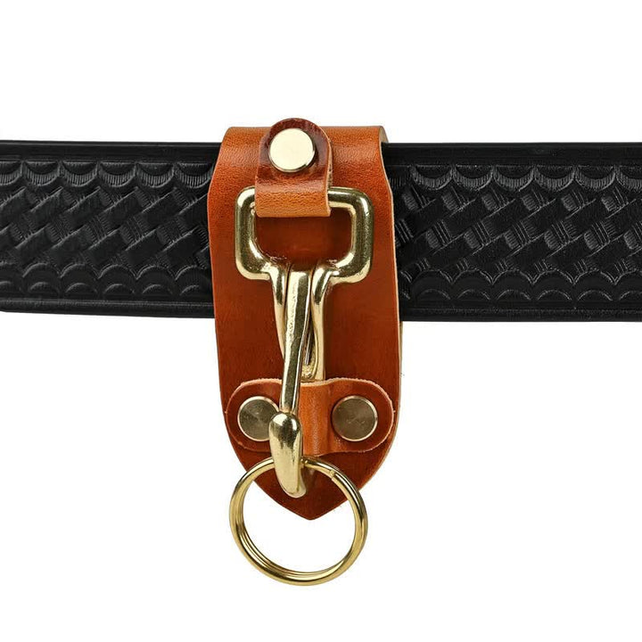 Orangebrauner praktischer Gürtelschlaufen-Leder-Schlüsselanhänger
