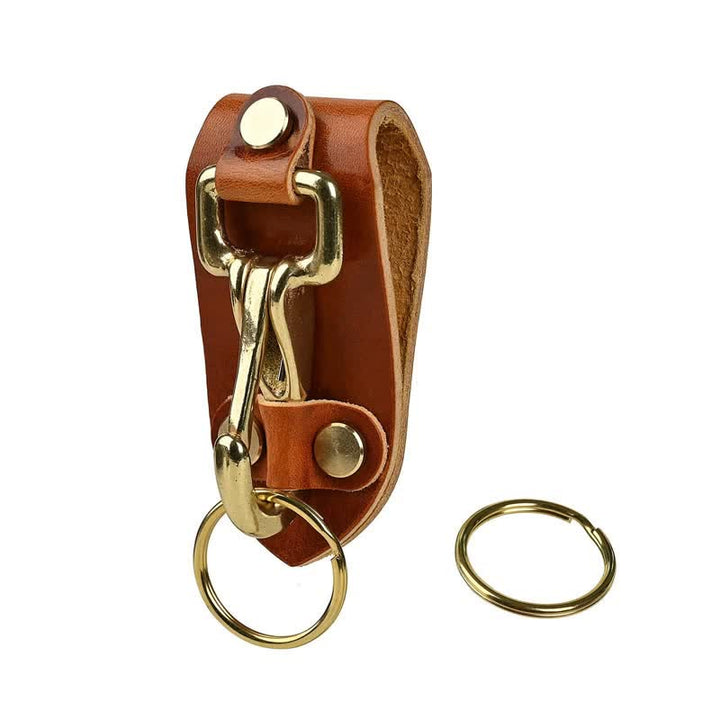 Orangebrauner praktischer Gürtelschlaufen-Leder-Schlüsselanhänger