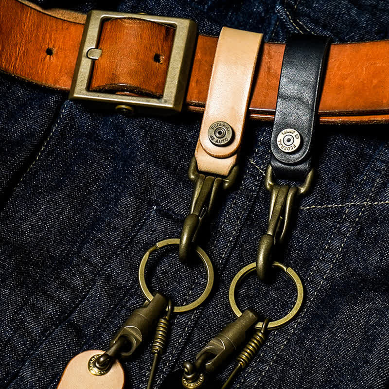 Retro-Schlüsselanhänger aus echtem Leder zum Aufhängen an der Taille