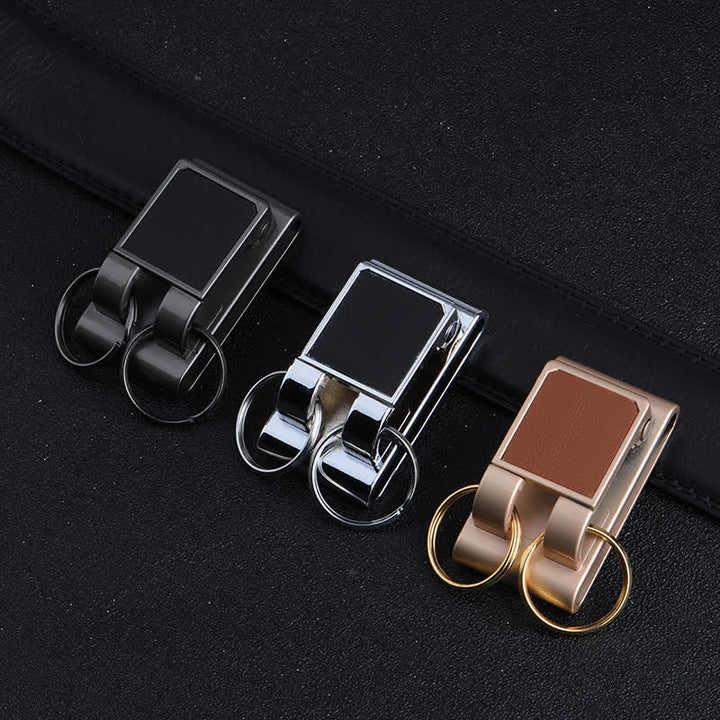 Robuster Schlüsselanhänger mit Doppelringen und Gürtelschlaufe aus Metall