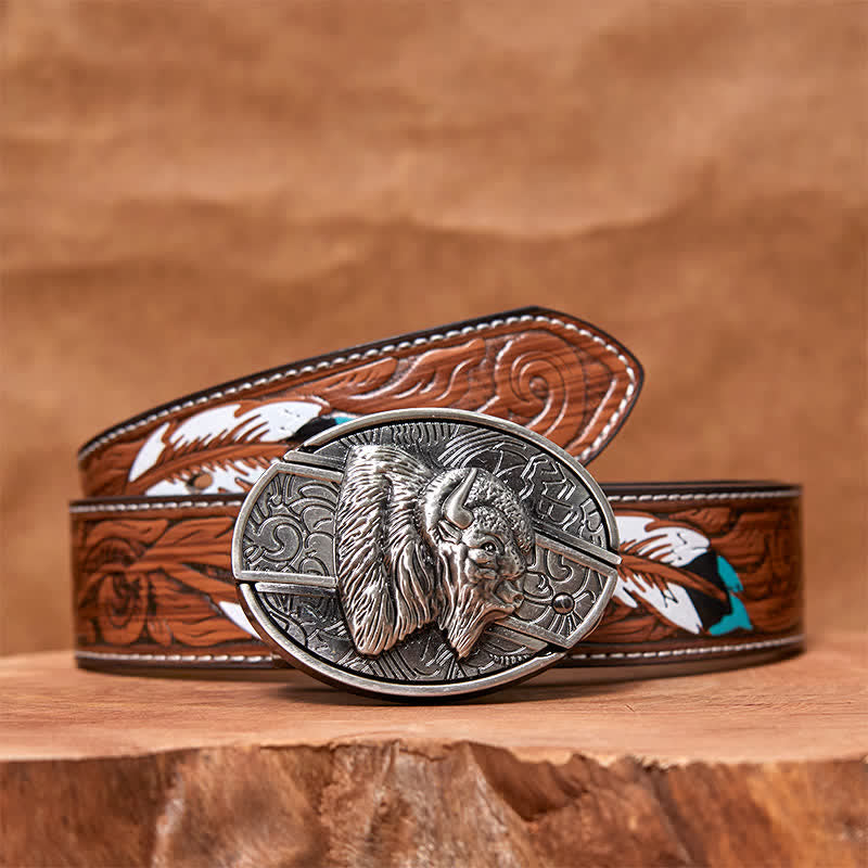 DIY Bison Verstecktes Klappmesser Ledergürtel für Herren