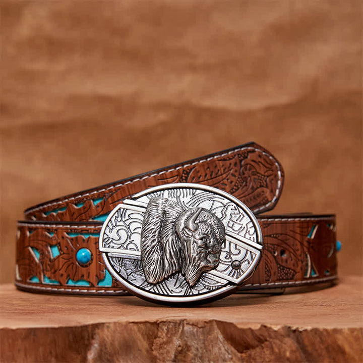 DIY Bison Verstecktes Klappmesser Ledergürtel für Herren