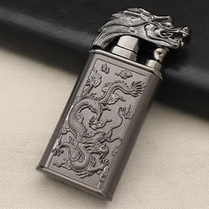 Relief Dragon Magic Dual Flame Nachfüllbares Butanfeuerzeug