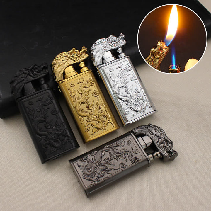 Relief Dragon Magic Dual Flame Nachfüllbares Butanfeuerzeug