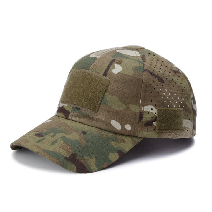 Atmungsaktive Baseballkappe mit Klettverschluss und Brillenloch in Camouflage