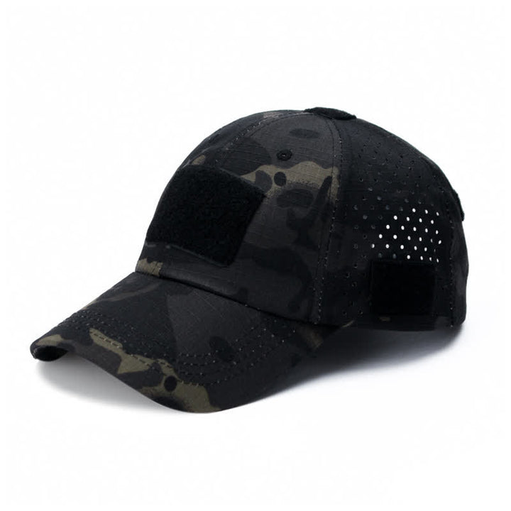 Atmungsaktive Baseballkappe mit Klettverschluss und Brillenloch in Camouflage