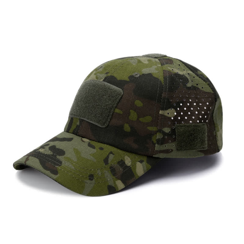 Atmungsaktive Baseballkappe mit Klettverschluss und Brillenloch in Camouflage