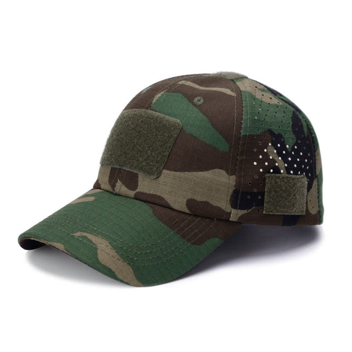 Atmungsaktive Baseballkappe mit Klettverschluss und Brillenloch in Camouflage