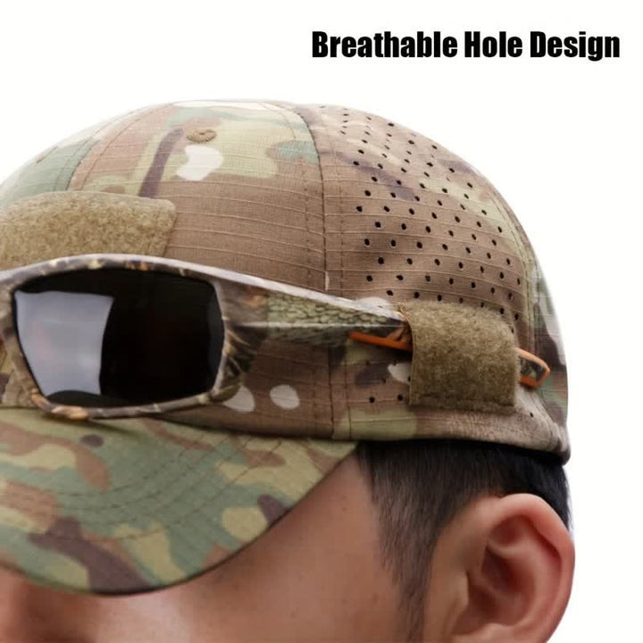 Atmungsaktive Baseballkappe mit Klettverschluss und Brillenloch in Camouflage