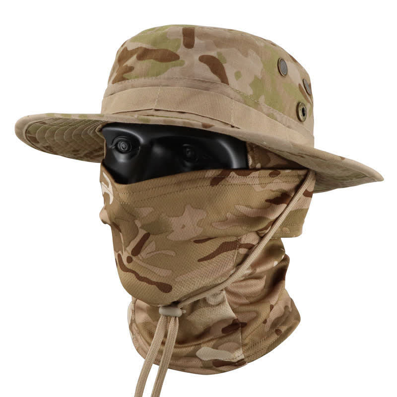 2 Stück Herren Kopfbedeckung Gesichtsmaske Camouflage Taktischer Eimerhut - Stil Nr. 4 - Verstellbar (22 7/8"-24 1/2") - image 8