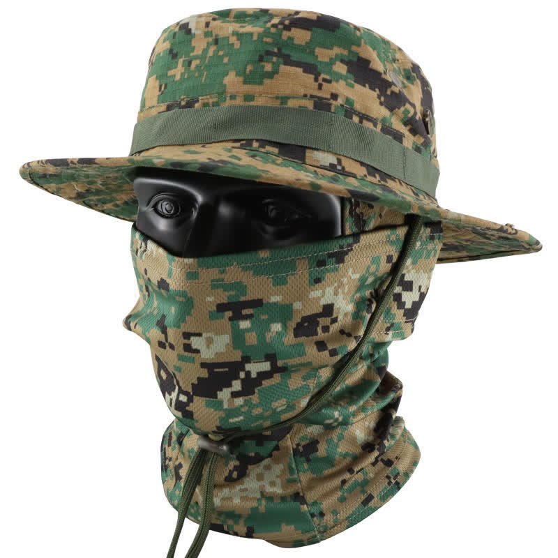 2 Stück Herren Kopfbedeckung Gesichtsmaske Camouflage Taktischer Eimerhut - Stil Nr. 5 - Verstellbar (22 7/8"-24 1/2") - image 9