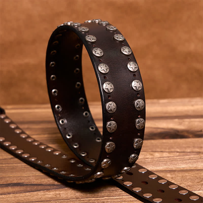Handgemachter Ledergürtel mit Nieten im Punk-Biker-Stil