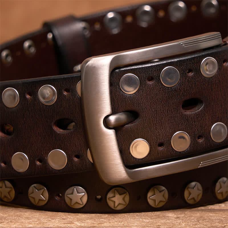 Handgemachter Ledergürtel mit Nieten im Punk-Biker-Stil