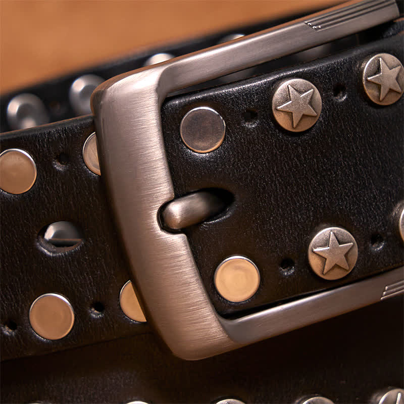 Handgemachter Ledergürtel mit Nieten im Punk-Biker-Stil