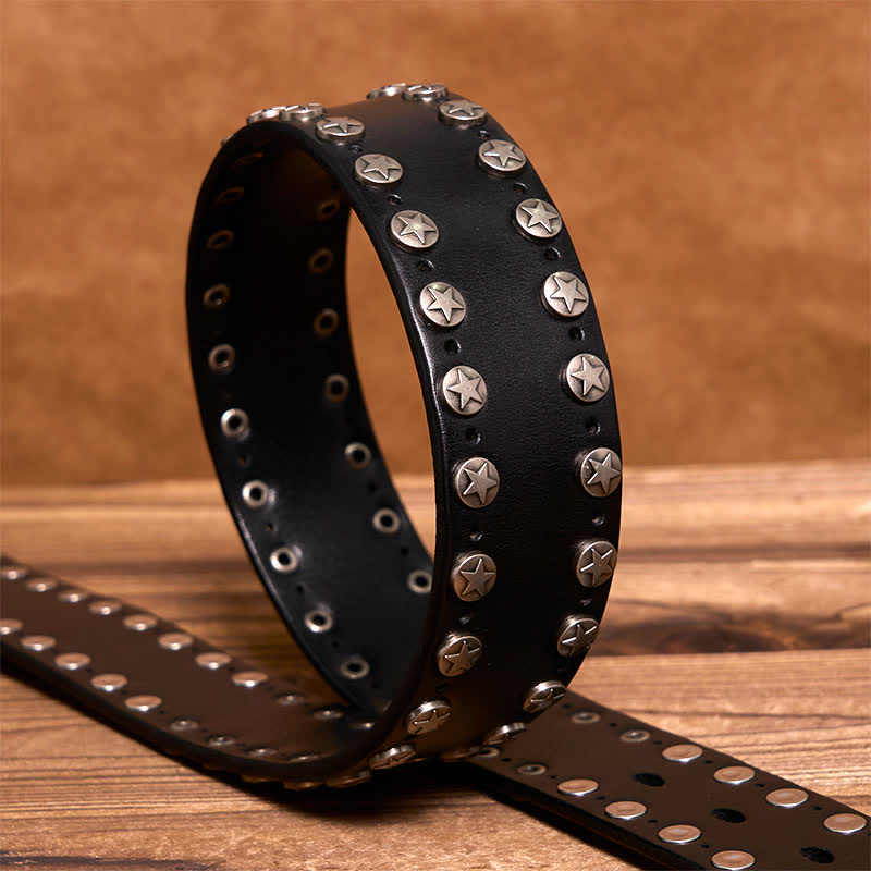 Handgemachter Ledergürtel mit Nieten im Punk-Biker-Stil