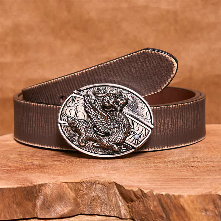 Herren DIY Flying Dragon Verstecktes Klappmesser Ledergürtel