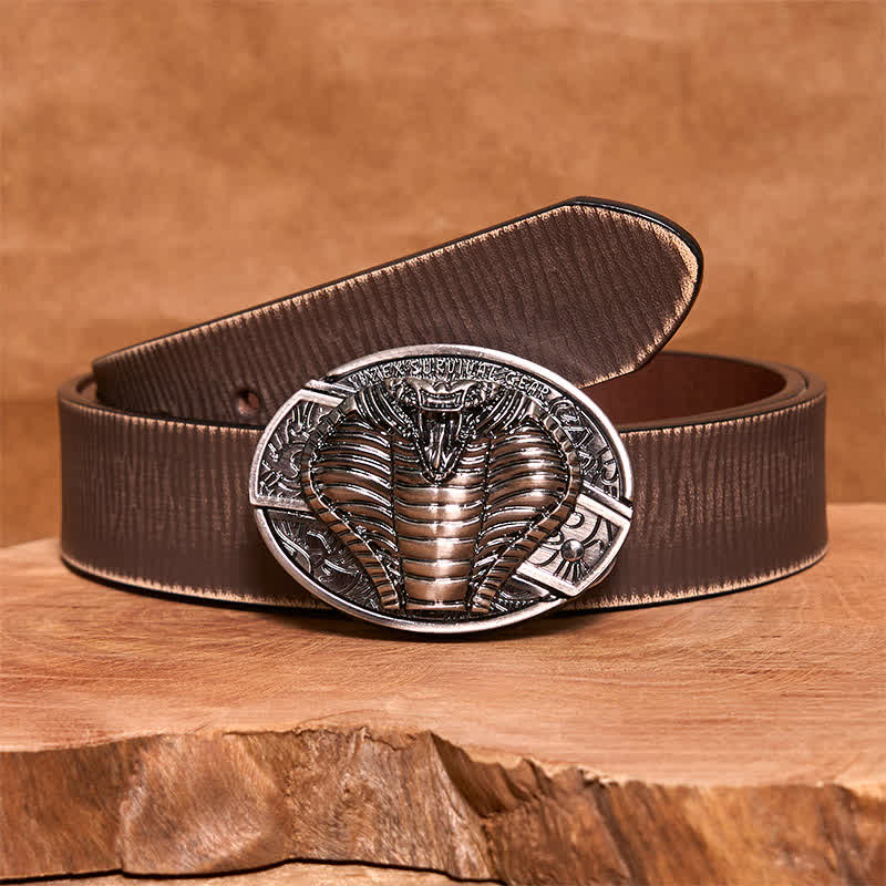 DIY-Ledergürtel für Herren mit verstecktem Klappmesser und giftiger Kobra - Kobra - Brauner Distressed-Gürtel - 42 - image 8