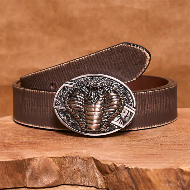 DIY-Ledergürtel für Herren mit verstecktem Klappmesser und giftiger Kobra - Kobra - Brauner Distressed-Gürtel - 42 - image 8