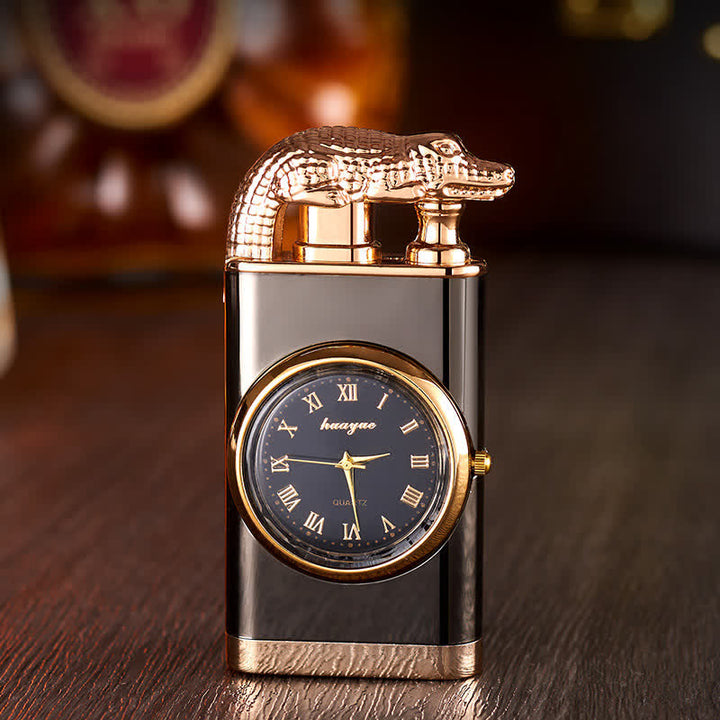 Alligato Design Nachfüllbares Butanfeuerzeug mit Doppelflamme und Uhr - Glatteis - image 9