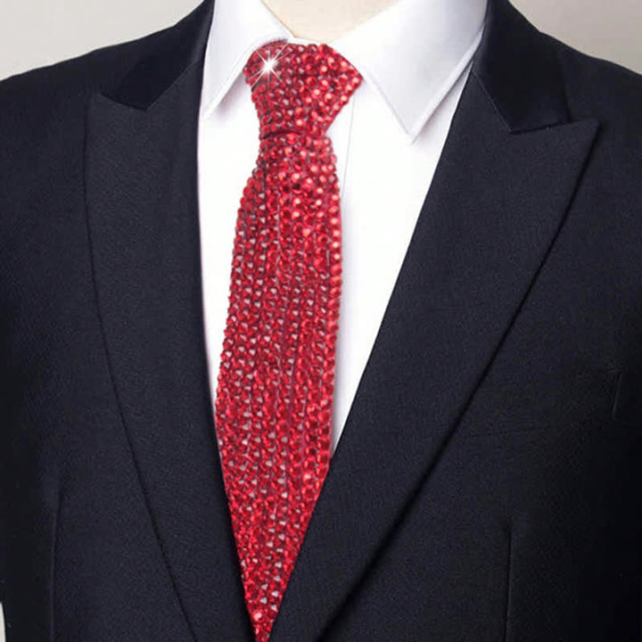 Funkelnde Strass-Krawatte im Diamant-Stil - Rot - image 5