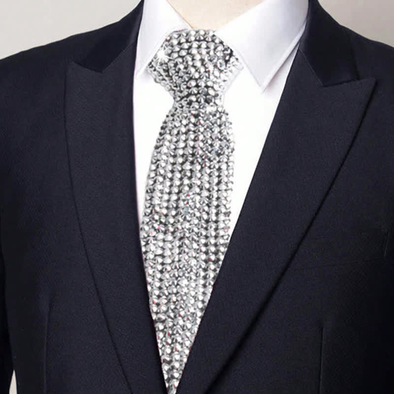 Funkelnde Strass-Krawatte im Diamant-Stil - Silber - image 2