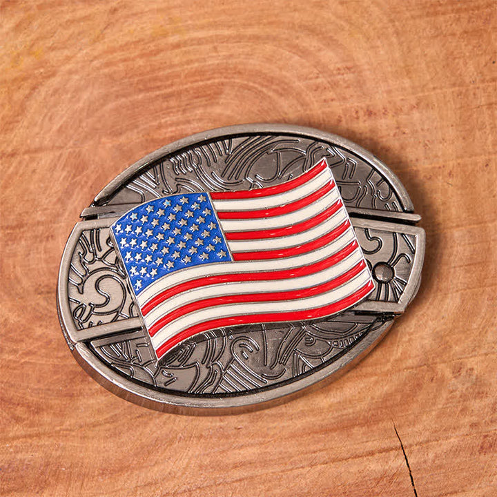 DIY-Ledergürtel für Herren mit verstecktem Klappmesser und amerikanischer Flagge