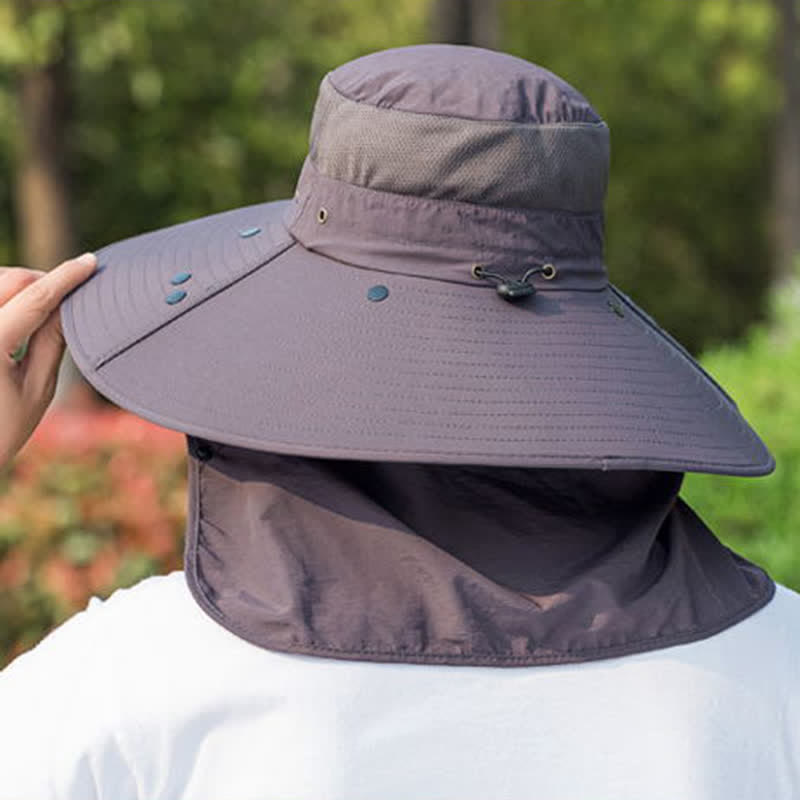 Faltbarer Fischerhut mit großer Krempe und abnehmbarem Nackenschutz für Herren