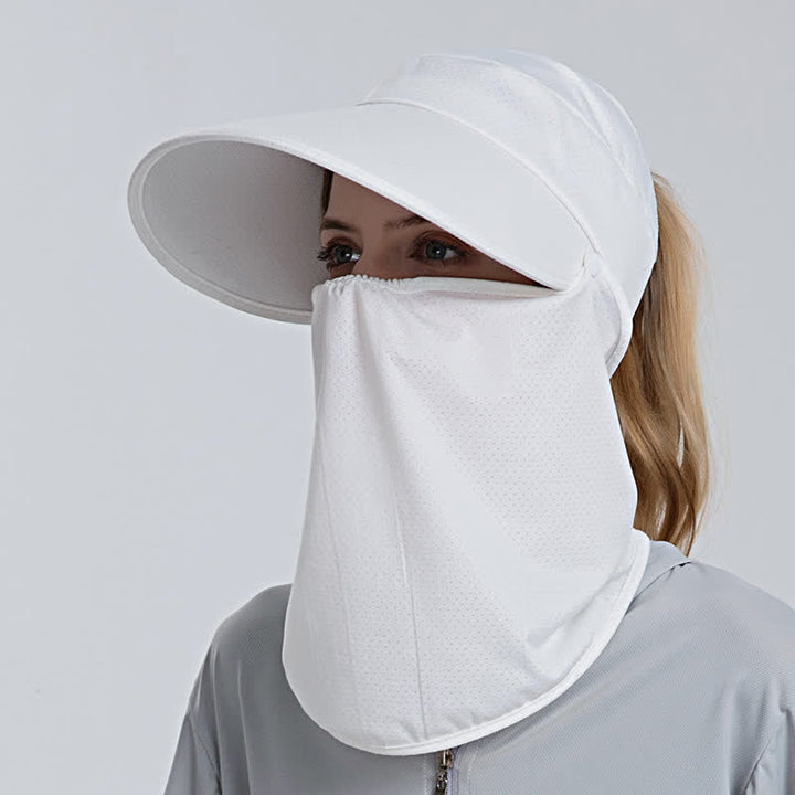 2 Stück Damen-Sonnenschutzkappe mit Pferdeschwanz-Netzstoff und abnehmbarer Klappe
