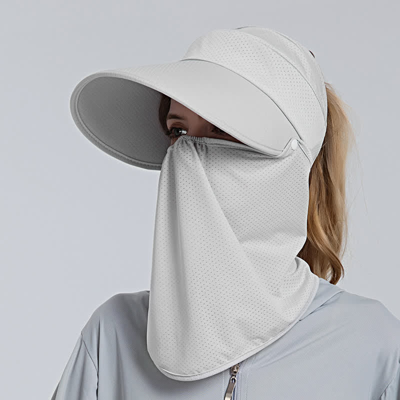 2 Stück Damen-Sonnenschutzkappe mit Pferdeschwanz-Netzstoff und abnehmbarer Klappe
