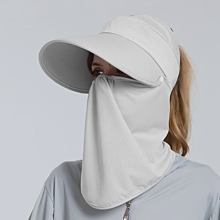 2 Stück Damen-Sonnenschutzkappe mit Pferdeschwanz-Netzstoff und abnehmbarer Klappe