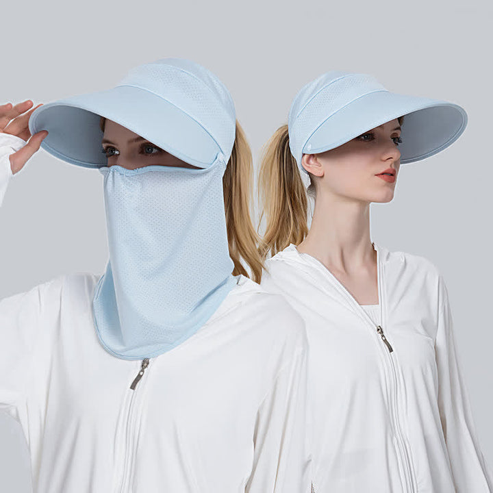 2 Stück Damen-Sonnenschutzkappe mit Pferdeschwanz-Netzstoff und abnehmbarer Klappe