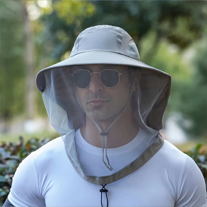 Unisex-Anti-Mücken-Insekten-Eimerhut mit Schleier-Netzschutz