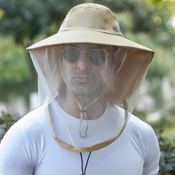 Unisex-Anti-Mücken-Insekten-Eimerhut mit Schleier-Netzschutz