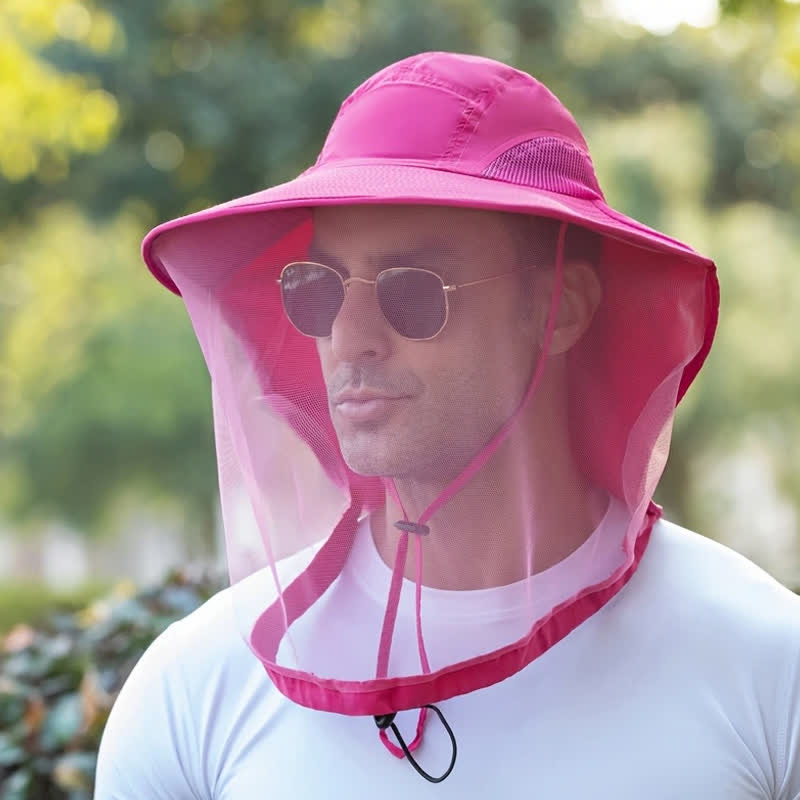 Unisex-Anti-Mücken-Insekten-Eimerhut mit Schleier-Netzschutz