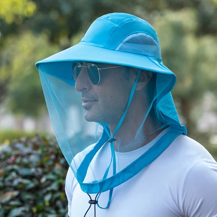 Unisex-Anti-Mücken-Insekten-Eimerhut mit Schleier-Netzschutz