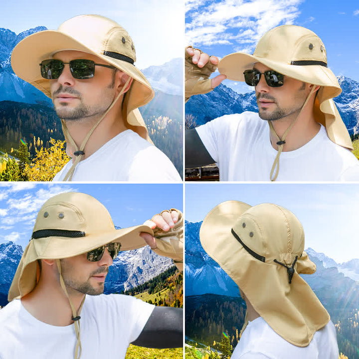 Sonnenschutz-Bucket-Hut mit breiterer Krempe und Nackenklappe