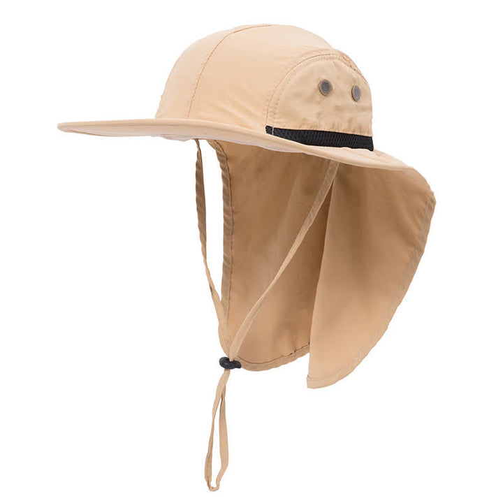 Sonnenschutz-Bucket-Hut mit breiterer Krempe und Nackenklappe