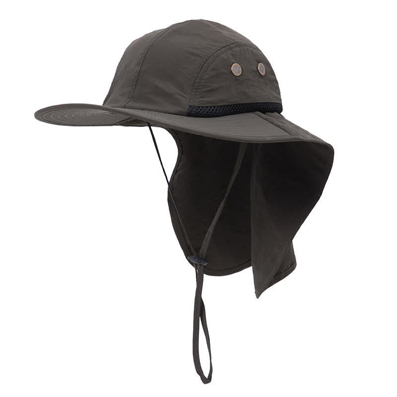 Sonnenschutz-Bucket-Hut mit breiterer Krempe und Nackenklappe