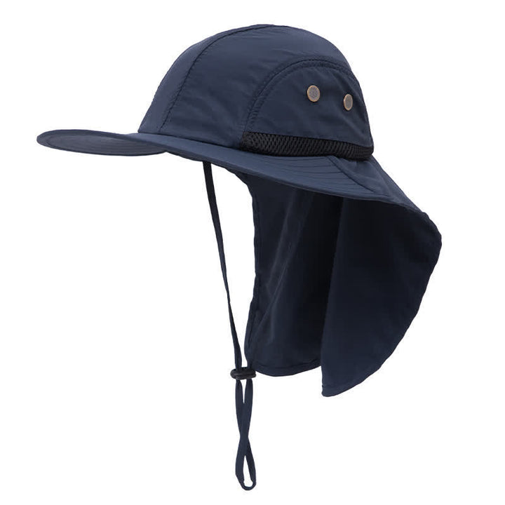 Sonnenschutz-Bucket-Hut mit breiterer Krempe und Nackenklappe